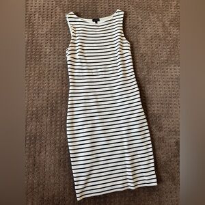 The Limited Blur and White Striped Knee Length Lined Dress